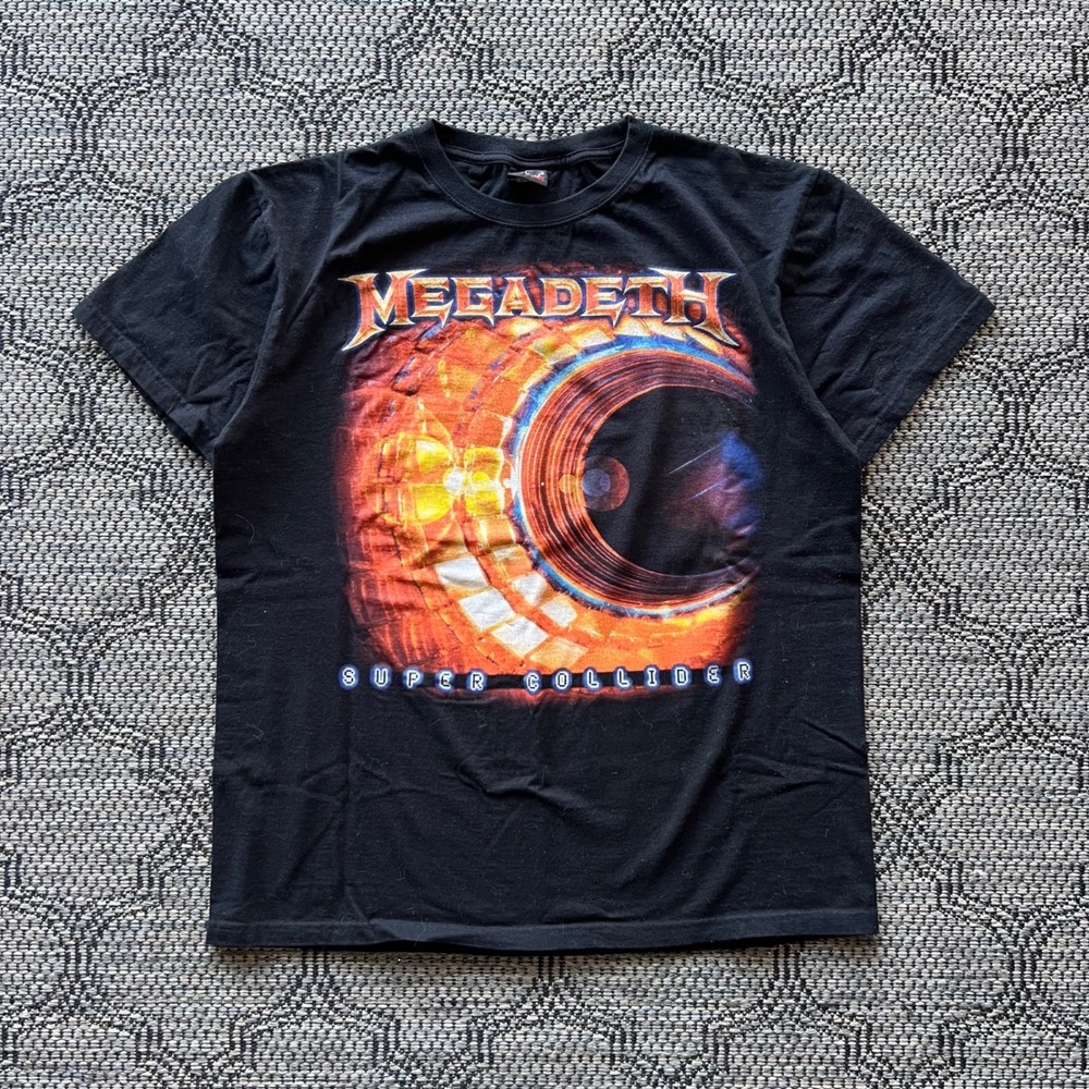 Megadeth T-Shirt Mens Large Black Super Collider Band Tee Heavy Metal Music Boot